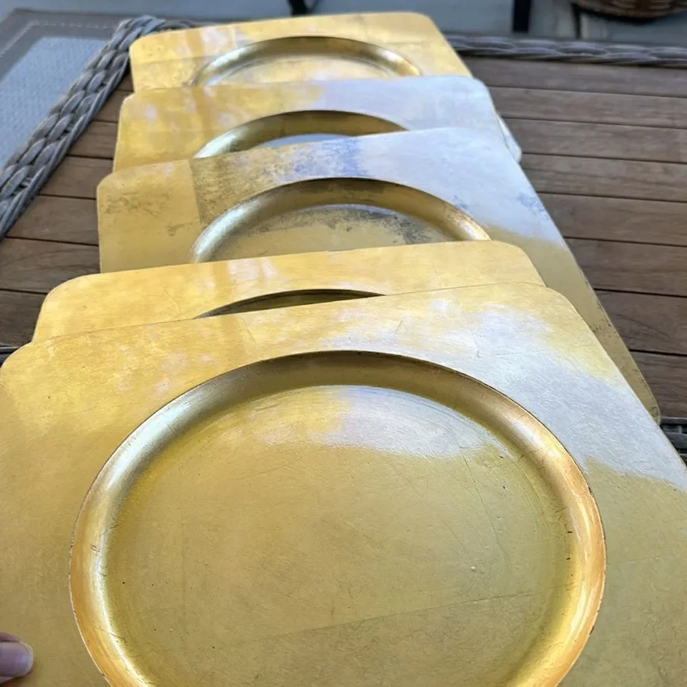 Pier 1 Gold Square Plastic Chargers (5)